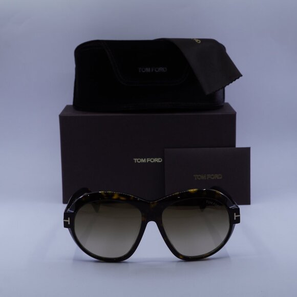 Tom Ford FT1113 52G Inger Round Sunglasses - Dark Havana/Brown Mirror main image 5